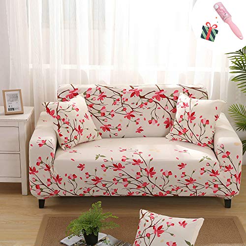 Morbuy Sofabezug 3 Sitzer Sofa Überwürfe Modern, L Form Ohne Armlehnen Ecksofa Sofa Abdeckung Sofahusse Elastisch Stretch Spandex Antirutsch Couchbezug Sesselbezug (DREI Sitzer,Pfirsichblüte) von Morbuy