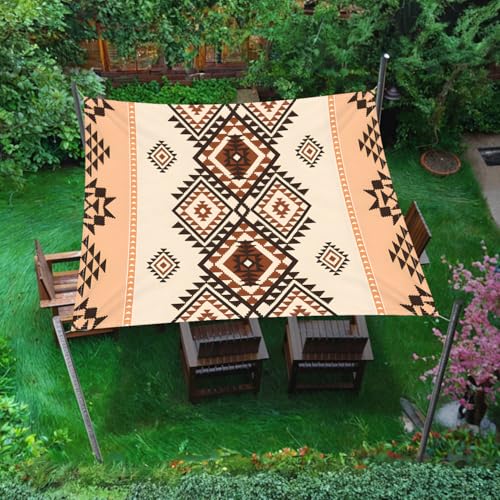 Morbuy Sonnensegel Wasserdicht Rechteckig mit Ösen und Seil, 3D-Druck Sonnensegel Sonnenschutz Windschutz Polyester Stoff für Garten Terrasse Balkon, Camping (150 * 150cm,YF23 Retro-Ethno 7) von Morbuy