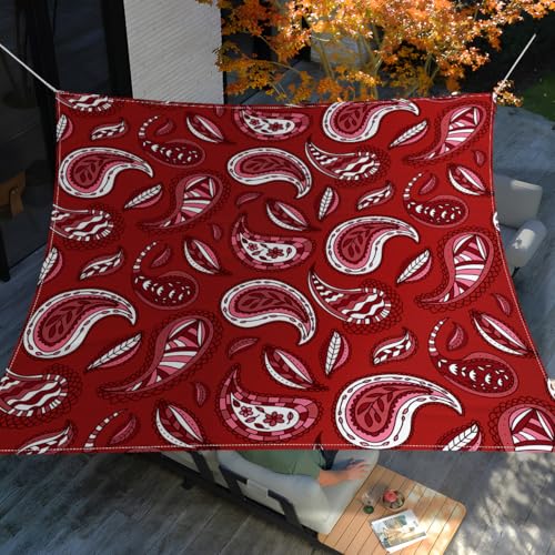 Morbuy Sonnensegel Wasserdicht Rechteckig mit Ösen und Seil, 3D-Druck Sonnensegel Sonnenschutz Windschutz Polyester Stoff für Garten Terrasse Balkon, Camping (180 * 180cm,Rotes Paisleymuster) von Morbuy