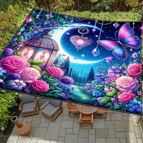 Morbuy Sonnensegel Wasserdicht Rechteckig mit Ösen und Seil, 3D-Druck Sonnensegel Sonnenschutz Windschutz Polyester Stoff für Garten Terrasse Balkon, Camping (180 * 180cm,Z02 Rosa Rose) von Morbuy