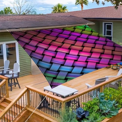 Morbuy Sonnensegel Wasserdicht Rechteckig mit Ösen und Seil, 3D-Druck Sonnensegel Sonnenschutz Windschutz Polyester Stoff für Garten Terrasse Balkon, Camping (200 * 200cm,Lila Webmuster) von Morbuy