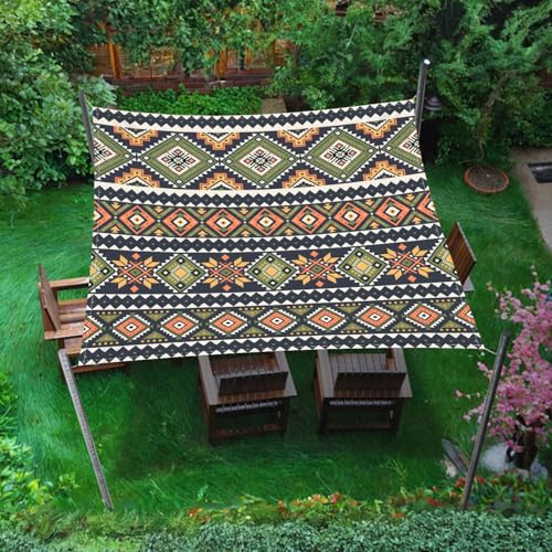 Morbuy Sonnensegel Wasserdicht Rechteckig mit Ösen und Seil, 3D-Druck Sonnensegel Sonnenschutz Windschutz Polyester Stoff für Garten Terrasse Balkon, Camping (200 * 200cm,YF23 Retro-Ethno 9) von Morbuy