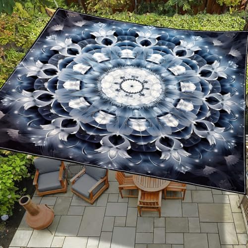 Morbuy Sonnensegel Wasserdicht Rechteckig mit Ösen und Seil, 3D-Druck Sonnensegel Sonnenschutz Windschutz Polyester Stoff für Garten Terrasse Balkon, Camping (200 * 200cm,Z11 Mandala 4) von Morbuy