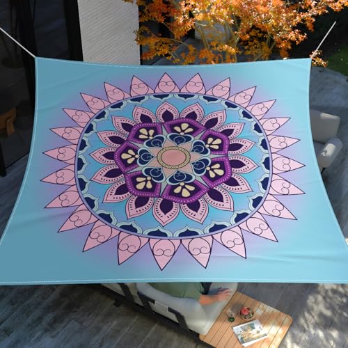 Morbuy Sonnensegel Wasserdicht Rechteckig mit Ösen und Seil, 3D-Druck Sonnensegel Sonnenschutz Windschutz Polyester Stoff für Garten Terrasse Balkon, Camping (Mandala-Blume 5,180 * 180cm) von Morbuy