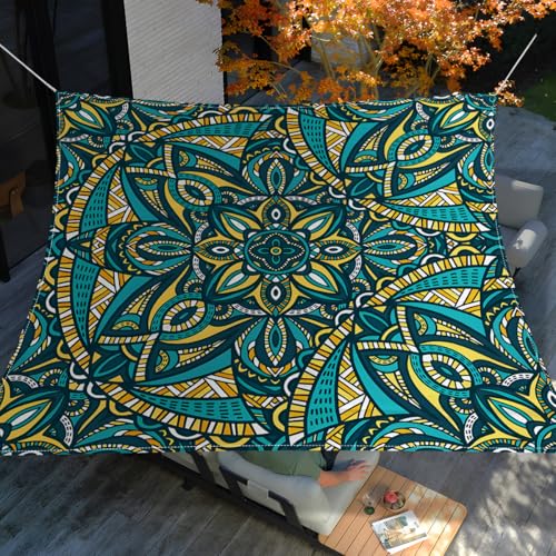 Morbuy Sonnensegel Wasserdicht Rechteckig mit Ösen und Seil, 3D-Druck Sonnensegel Sonnenschutz Windschutz Polyester Stoff für Garten Terrasse Balkon, Camping (Mandala-Blume 7,200 * 200cm) von Morbuy