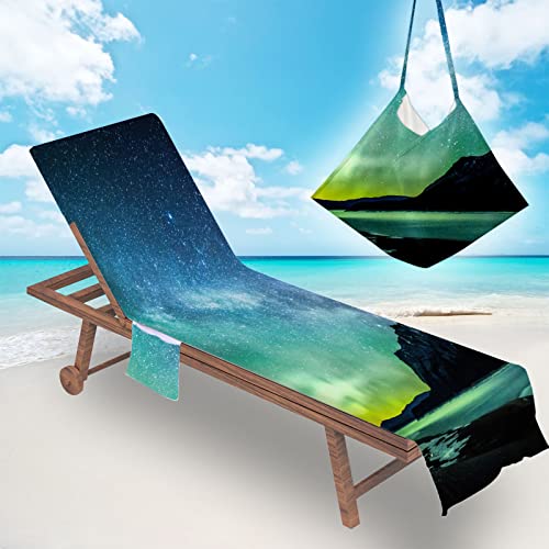 Morbuy Strandliegen Handtuch mit Taschen Mikrofaser, Landschaft Muster Liegestuhl Handtuch Strandtuch für Liegen Handtücher für Strandliegen Strandtuch, Kapuze für Besseren Halt (Galaxis) von Morbuy