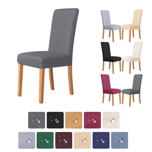 Morbuy Stuhlhussen 6er Set, Unifarben Hohen Zurück Stühle Stuhlbezug Für Esszimmer, Stretch Abnehmbare Waschbar Stuhlbezug, Für Hotel Bankett Küche Restaurant Hochzeit Party (Anthrazit,4pc) von Morbuy