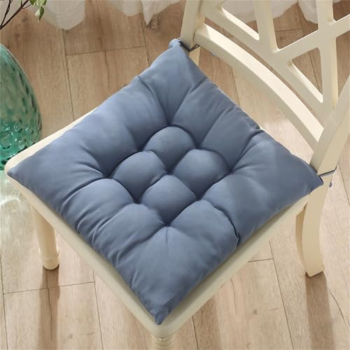 Morbuy Stuhlkissen, Bonbonfarbe Weiches Stuhlkissen mit Bändern, Sitzkissen, Waschbares Baumwolle Leinen Tatami, Steppkissen Stuhlkissen für Outdoor Indoor Esszimmer Garten (45x45cm-2PC,Grau) von Morbuy