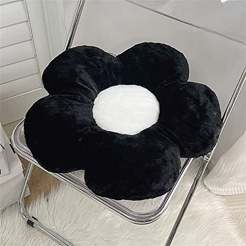 Morbuy Stuhlkissen Kissen Blumenkissen Bequemen Sitzkissen, Flaumig Plüsch Zierkissen Tatami Kissen Weiche Verdickte Stuhlkissen für Kinderzimmer Hause Sofa Dekoration (48x48cm,Schwarz 2pcs) von Morbuy