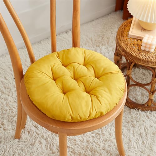 Morbuy Stuhlkissen Rund, Moderne Unifarbe Weiches Stuhlkissen, Sitzkissen Rund, Waschbares Baumwolle Tatami, Steppkissen Stuhlkissen für Outdoor Indoor Office Esszimmer Garten (40cm-1PC,Gelb) von Morbuy
