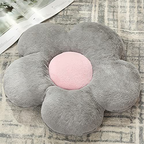 Morbuy Stuhlkissen in Blumenform Bequemen Sitzkissen, Flaumig Plüsch Zierkissen Tatami Kissen Weiche Verdickte Stuhlkissen für Kinderzimmer Hause Sofa Dekoration (45x45cm,Grau) von Morbuy