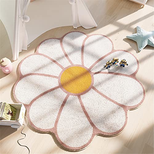 Morbuy Teppich Runde Flauschig Weich Teppich Niedliche Bodenmatte in Blumenform Waschbar rutschfest Shaggy Teppiches für Kinderzimmer Wohnzimmer Schlafzimmer Dekoration (100cm,rosa) von Morbuy