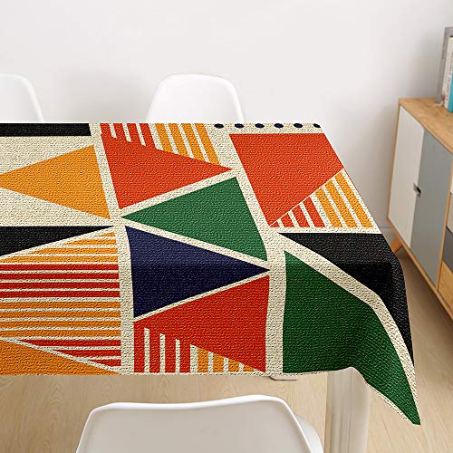 Morbuy Tischdecke Abwaschbar, Patchwork Tischtuch Rechteckig Tischwäsche Gartentischdecke Outdoor Tischdekoration Wasserdicht Polyester Ölfest Pflegeleicht (140x180cm,Orange Gelb) von Morbuy