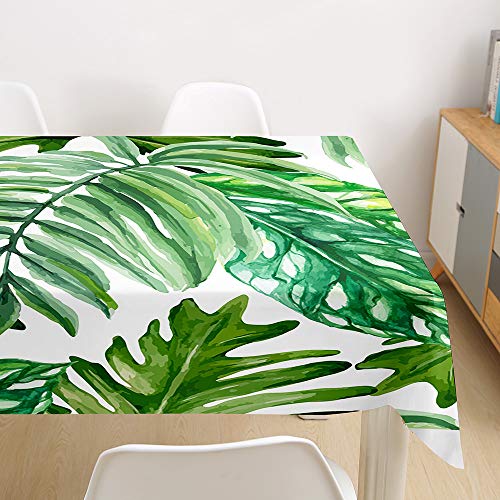 Morbuy Tischdecke Abwaschbar, Pflanze Drucken Tischtuch Rechteckig Tischwäsche Gartentischdecke Outdoor Tischdekoration Wasserdicht Polyester Ölfest Pflegeleicht (140x140cm,Grünes Blatt) von Morbuy