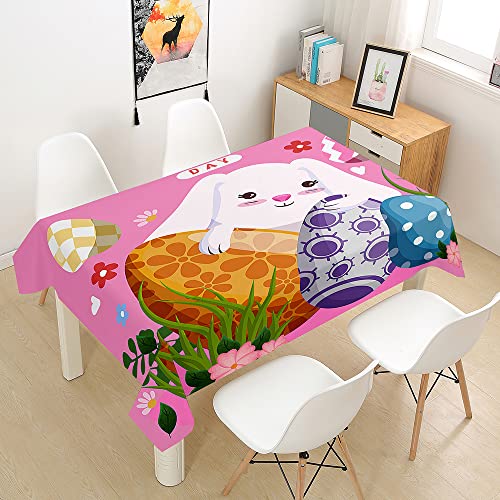 Morbuy Tischdecke Abwaschbar Ostern Tischtuch Rechteckig Pflegeleicht Fleckschutz Tischwäsche Polyester Tischdecke Quadratisch für Outdoor Küche Couchtisch (100x140cm,Osterhase) von Morbuy