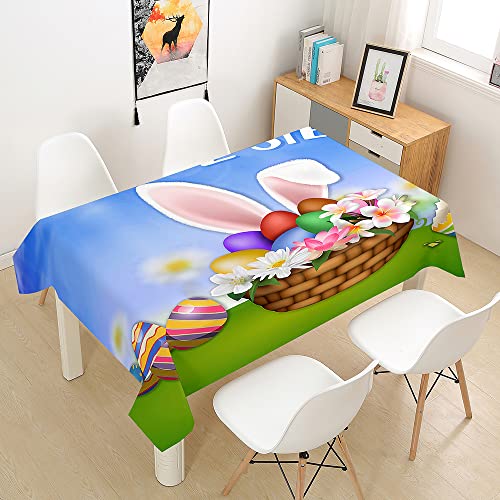 Morbuy Tischdecke Abwaschbar Ostern Tischtuch Rechteckig Pflegeleicht Fleckschutz Tischwäsche Polyester Tischdecke Quadratisch für Outdoor Küche Couchtisch (140x160cm,Osterjagd) von Morbuy