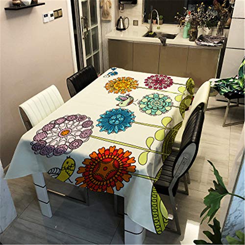 Morbuy Tischdecke Abwaschbar für Speisetisch, 3D Wasserabweisend Abwischbar Quadrat Küchentischabdeckung Tischtuch Fleckschutz Pflegeleicht Schmutzabweisend (140x160cm,Beige Riesenrad) von Morbuy