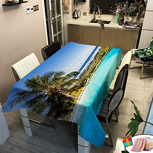 Morbuy Tischdecke Gartentisch Wasserdicht, Quadratisch/Rechteckig Fleckschutz 3D Drucken Tischtuch Abwischbar Abwaschbar für Küche Speisetisch Garten Outdoor (140x200cm,Blaues Meerwasser) von Morbuy