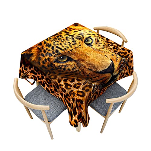 Morbuy Tischdecke Quadratisch Outdoor, 3D Leopard Drucken Küchentischdecke Wasserdicht Fleckschutz Tischdecken Abwischbar Tischtuch für Restaurant Garten Party (100x100cm,Leopard Muster) von Morbuy