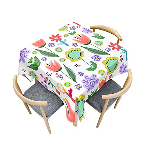Morbuy Tischdecke Quadratisch Outdoor,Floral Muster Küchentischdecke Wasserdicht Lotuseffekt Fleckschutz Tischdecken Tischtuch für Dekoration Restaurant Garten Party (120x120cm,Sonnenblume) von Morbuy