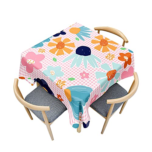 Morbuy Tischdecke Quadratisch Outdoor,Floral Muster Küchentischdecke Wasserdicht Lotuseffekt Fleckschutz Tischdecken Tischtuch für Dekoration Restaurant Garten Party (60x60cm,Rosa Plaid) von Morbuy