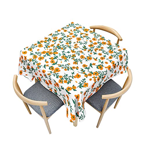 Morbuy Tischdecke Quadratisch Outdoor,Floral Muster Küchentischdecke Wasserdicht Lotuseffekt Fleckschutz Tischdecken Tischtuch für Dekoration Restaurant Garten Party (90x90cm,Orange Blumen) von Morbuy