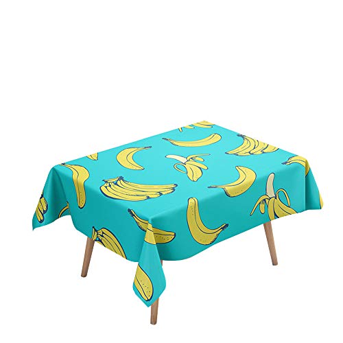 Morbuy Tischdecke Rechteckig Abwaschbar - Wegerich Banane 3D Drucken Tischdecken Quadratisch Wasserdicht Lotuseffekt Abwischbar Tischtuch für Dekoration Küche Garten (90x90cm,Obst Banane) von Morbuy