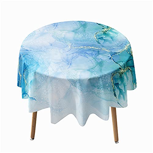 Morbuy Tischdecke Rund Abwaschbar, Marmor Tischdecken Wasserdicht Lotuseffekt Abwischbar Tischtuch in Verschiedenen Größen für Küchentisch Garten Outdoor (100cm,Himmelblauer Marmor) von Morbuy