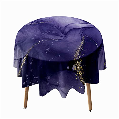 Morbuy Tischdecke Rund Abwaschbar, Marmor Tischdecken Wasserdicht Lotuseffekt Abwischbar Tischtuch in Verschiedenen Größen für Küchentisch Garten Outdoor (90cm,Blauer Marmor) von Morbuy