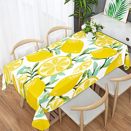 Morbuy Tischdecke Wasserabweisend, 3D Zitrone Muster Tischdecken Rechteckig Wasserdicht Lotuseffekt Abwaschbar Tischtuch Abwischbar für Party Dinner Garten (140x140cm,Gelbe Zitrone) von Morbuy