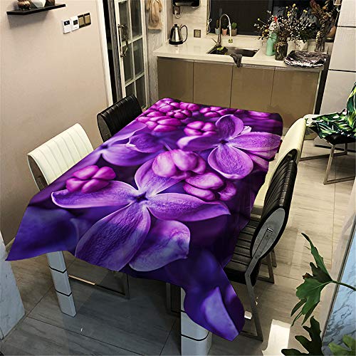 Morbuy Tischdecke Wasserdicht Abwaschbar, Wasserabweisend Abwischbare Eckig Küchen 3D Blume Tischabdeckung Tischdekoration für Speisetisch Garten Outdoor Camping (100x140cm,Lila) von Morbuy