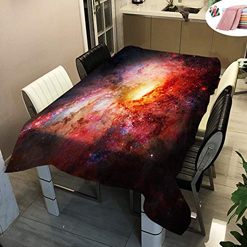 Morbuy Tischdecke Wasserdicht Abwaschbar, Wasserabweisend Abwischbare Eckig Küchen 3D Sternenklarer Himmel Tischabdeckung Tischdekoration für Speisetisch Garten Outdoor Camping (90x90cm,Rot) von Morbuy