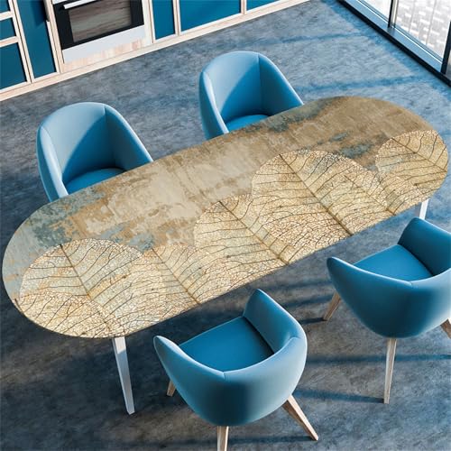 Morbuy Tischdecke Wasserdicht Oval, Antik Stil Elastische Tischdecke Oval Tischdecke mit Gummizug Rund, Tischdecken Tischtuch Abwischbar Gartentischdecken Tischschutz (107x165cm,Alt Stil) von Morbuy