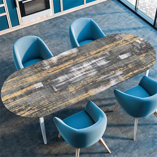 Morbuy Tischdecke Wasserdicht Oval, Antik Stil Elastische Tischdecke Oval Tischdecke mit Gummizug Rund, Tischdecken Tischtuch Abwischbar Gartentischdecken Tischschutz (132x229cm,Vintage Stil) von Morbuy