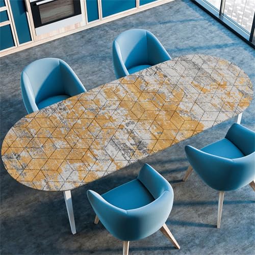 Morbuy Tischdecke Wasserdicht Oval, Einfach Stil Elastische Tischdecke Oval Tischdecke mit Gummizug Rund, Tischdecken Tischtuch Abwischbar Gartentischdecken (91x152cm,Alt Stil) von Morbuy