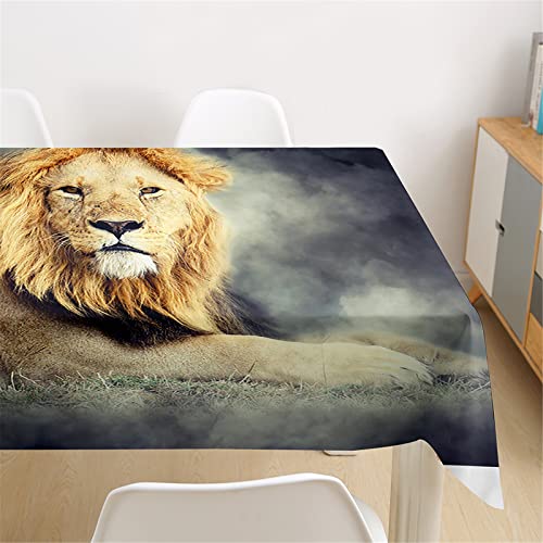 Morbuy Tischdecke Wasserdicht Waschbar, 3D Löwe Drucken Tischdecken Rechteckige Abwaschbar Abwischbar Tischtuch für Dekoration Küchentisch Garten Outdoor (60x60cm,Tier Löwe) von Morbuy