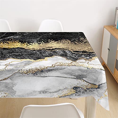 Morbuy Tischdecke Wasserdicht Waschbar, 3D Marmor Marmorierung Drucken Tischdecken Rechteckige Abwaschbar Abwischbar Tischtuch für Dekoration Küchentisch Garten Outdoor (100x140cm,Gold) von Morbuy