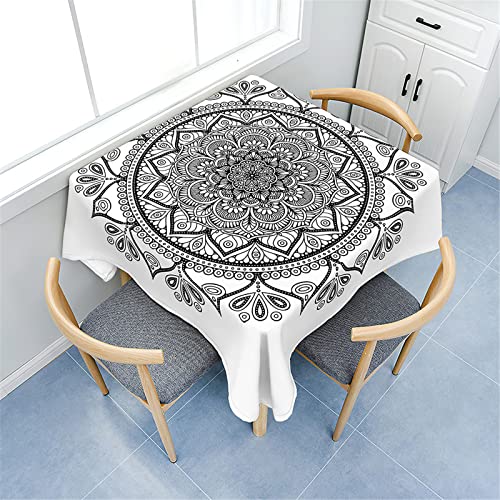 Morbuy Tischdecken Quadratisch, Mandala Stil Tischdecke Wasserdicht Lotuseffekt Küchentischdecke Abwischbar Fleckschutz Tischtuch für Restaurant Garten Party Outdoor (90x90cm,Weiß) von Morbuy