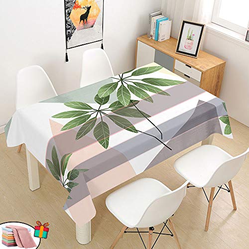 Morbuy Tischdecken Rechteckig,3D Drucken Tischdecke Quadratisch Wasserdicht Lotuseffekt Abwaschbar Abwischbar Schmutzabweisend Tischtuch für Küche Garten Outdoor (140x180cm,Grünes Baumblatt) von Morbuy