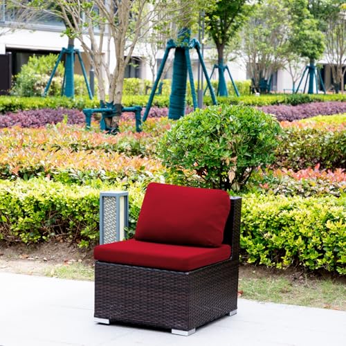 Morbuy Volltonfarbe Outdoor Sitzkissenbezug Ersetzen, Lounge Sitzkissen Sofa Bezüge für Rattanmöbel Sofa Kissenbezüge Abnehmbar für Terrassenstuhle Gartenmöbel (8 Stück,MS11 Rot) von Morbuy