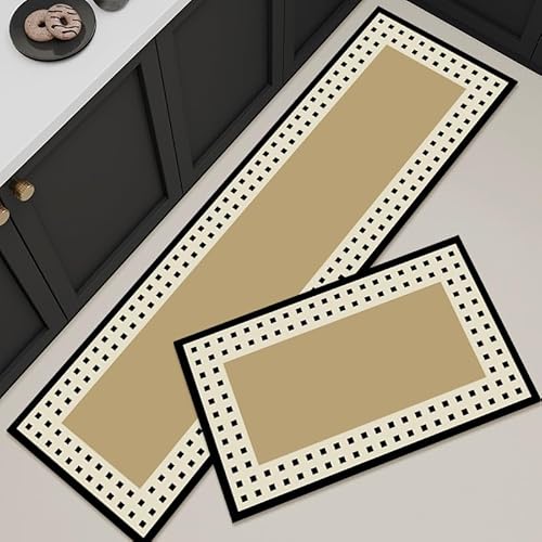 Morbuy Waschbar rutschfest Küchenteppich, Absorbierend Teppich Kieselgur Teppich Küche Küchenvorleger für Flur, Schlafzimmer (Weizen,50x120cm) von Morbuy