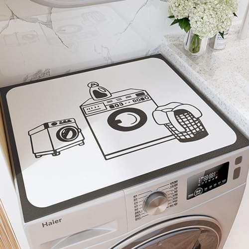 Morbuy Waschmaschinenauflage rutschfest, Karikatur Stil Tabletop Waschmaschinenauflage Saugfähig Schnelltrocknend Waschmaschinen Auflage Waschmaschinenabdeckung Küchenunterlage (Weiß,40x60cm) von Morbuy