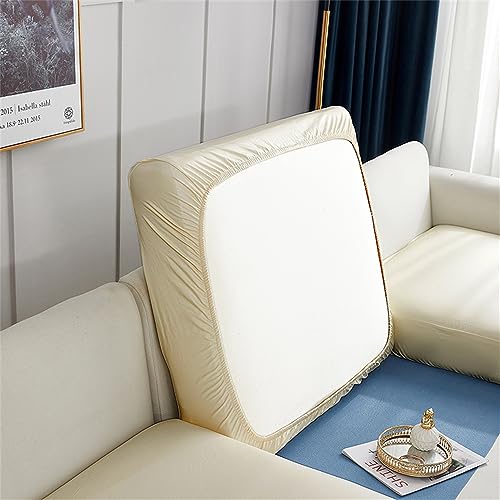 Morbuy Wasserdicht Sofa Sitzkissenbezug Stretch, Elastischer PU-Leder Kissenbezüge Universal Husse Überzug Bezug Couch Chaiselüberzüge für Sofa Kissenschutz Bezüge (Backrest,Beige) von Morbuy