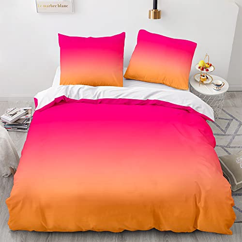 Morbuy Weich Bettwäsche aus Mikrofaser Bettbezug 135x200 155x220 200x200 220x240 mit Reißverschluss + Kissenbezüge 80x80 cm, Multicolor Bettwäsche-Set (135x200cm,Rot Orange) von Morbuy