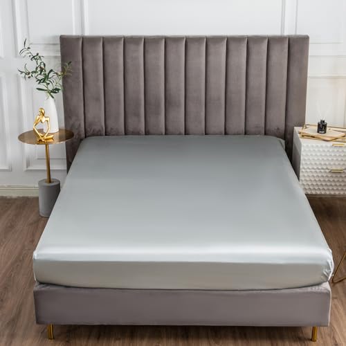 Morbuy Weich Spannbettlaken 80x200 Kühlend Bettlaken mit Gummizug - Silber Satin Spannbetttücher aus Premium Mikrofaser - Atmungsaktiv Spannbetttuch für Dicke Matratzen bis zu 30 cm Morbuy Weich Spannbettlaken 80x200 Kühlend Bettlaken mit Gummizug - Silber Satin Spannbetttücher aus Premium Mikrofaser - Atmungsaktiv Spannbetttuch für Dicke Matratzen bis zu 30 cm von Morbuy