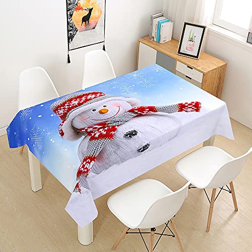 Morbuy Weihnachten Tischdecke Abwaschbar für Speisetisch, Schneemann Drucken Wasserabweisend Fleckschutz Abwischbar Lotuseffekt Quadrat Küchentischabdeckung Tischtuch (140x180cm,Schneeflocke) von Morbuy