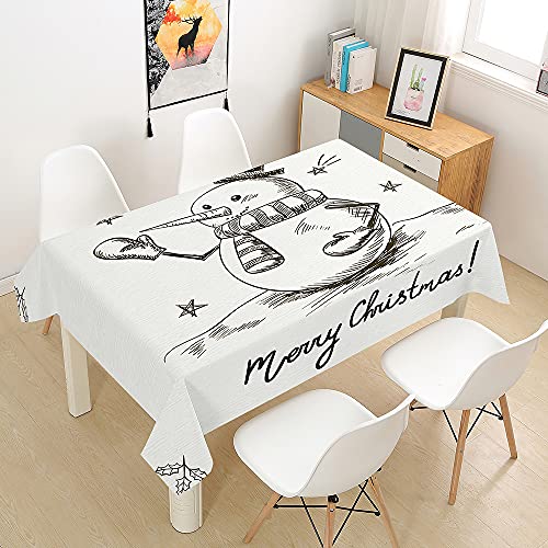 Morbuy Weihnachten Tischdecke Abwaschbar für Speisetisch, Schneemann Drucken Wasserabweisend Fleckschutz Abwischbar Lotuseffekt Quadrat Küchentischabdeckung Tischtuch (140x140cm,Grau) von Morbuy