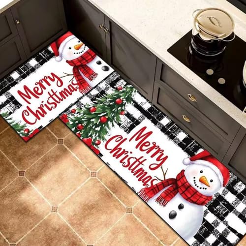 Morbuy rutschfest Küchenteppich, Weihnachten Druck Teppich Küchenvorleger, Waschbar Kieselgur-Bodenmatte für Flur, Schlafzimmer, Badezimmer (Yeti 1,50x120cm) von Morbuy