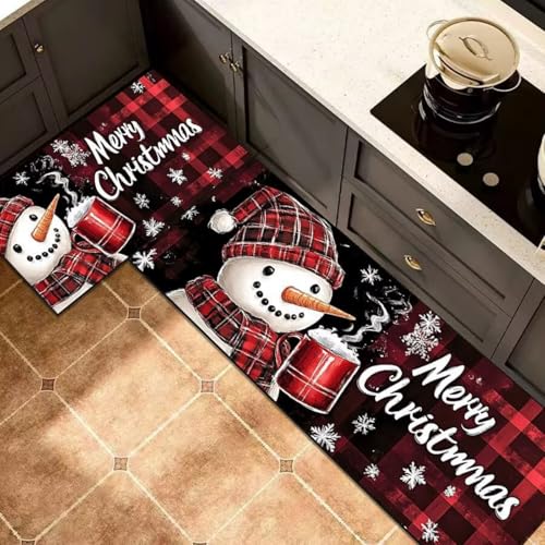 Morbuy rutschfest Küchenteppich, Weihnachten Druck Teppich Küchenvorleger, Waschbar Kieselgur-Bodenmatte für Flur, Schlafzimmer, Badezimmer (Yeti 10,50x120cm) von Morbuy