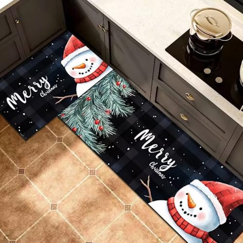 Morbuy rutschfest Küchenteppich, Weihnachten Druck Teppich Küchenvorleger, Waschbar Kieselgur-Bodenmatte für Flur, Schlafzimmer, Badezimmer (Yeti 2,40x120cm) von Morbuy